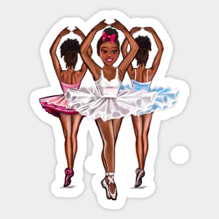 African American ballerina - #009 brown skin ballerinas and a pink bow. Top 10 best Black girl gifts Sticker